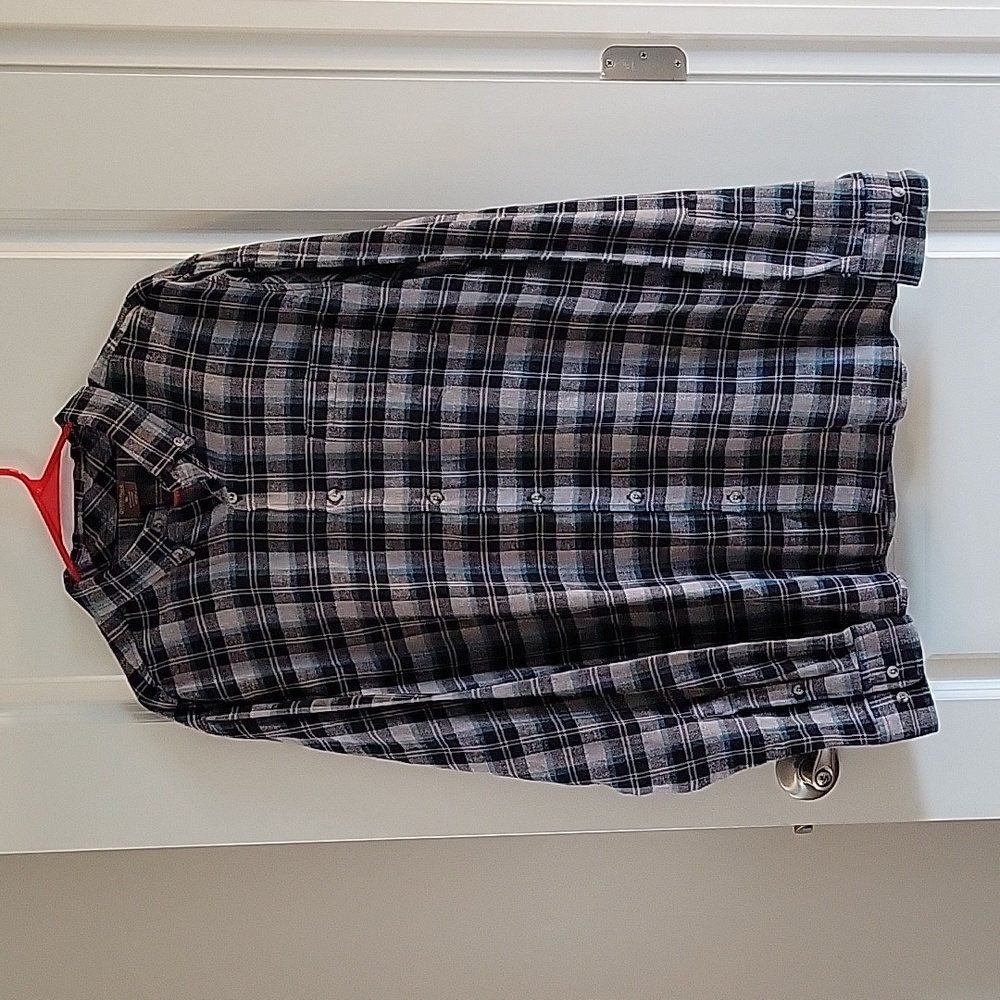 Great Northwest Long Sleeve Flanel, Size Xl, Grey/Black/Teal Plaid